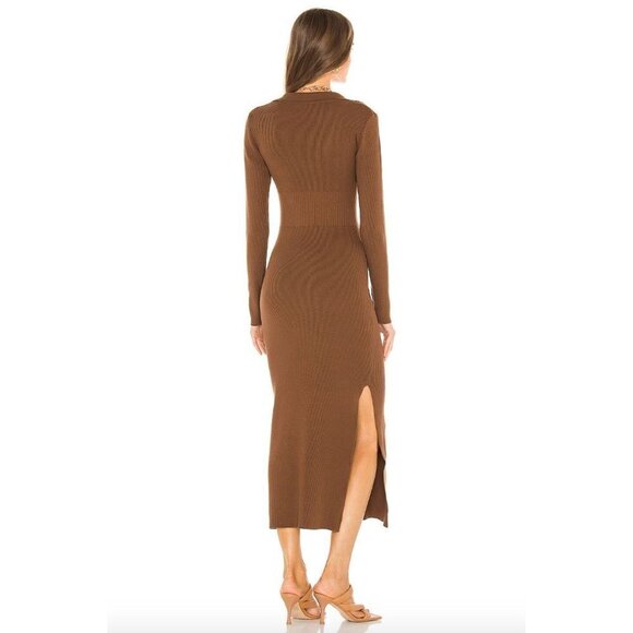 Bardot Collar Knit Dress Chocolate Womens Size Large - Picture 3 of 14